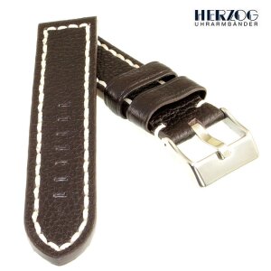 Herzog Rindleder Uhrarmband Modell Aviator mocca 24 mm Handnaht