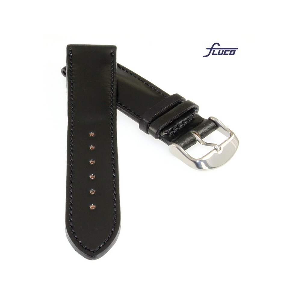 Fluco Uhrenarmband Horween Shell Cordovan Leder Schwarz 20 Mm