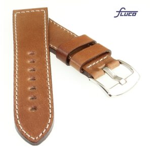 Fluco Uhrenarmband Horween Shell Cordovan Leder Pan cognac 22 mm Handarbeit