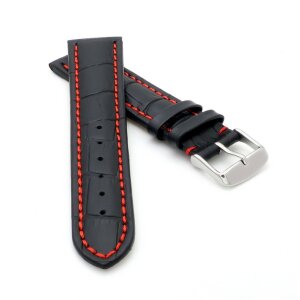Alligator Uhrenarmband Modell Louisiana-XL schwarz-RN 24 mm, extralang