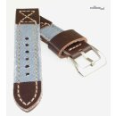 Diloy Jeans-Leder Uhrenarmband Modell Richmond-Pro blau 24 mm