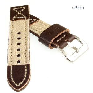 Diloy Jeans-Leder Uhrenarmband Modell Richmond-Pro beige 18 mm