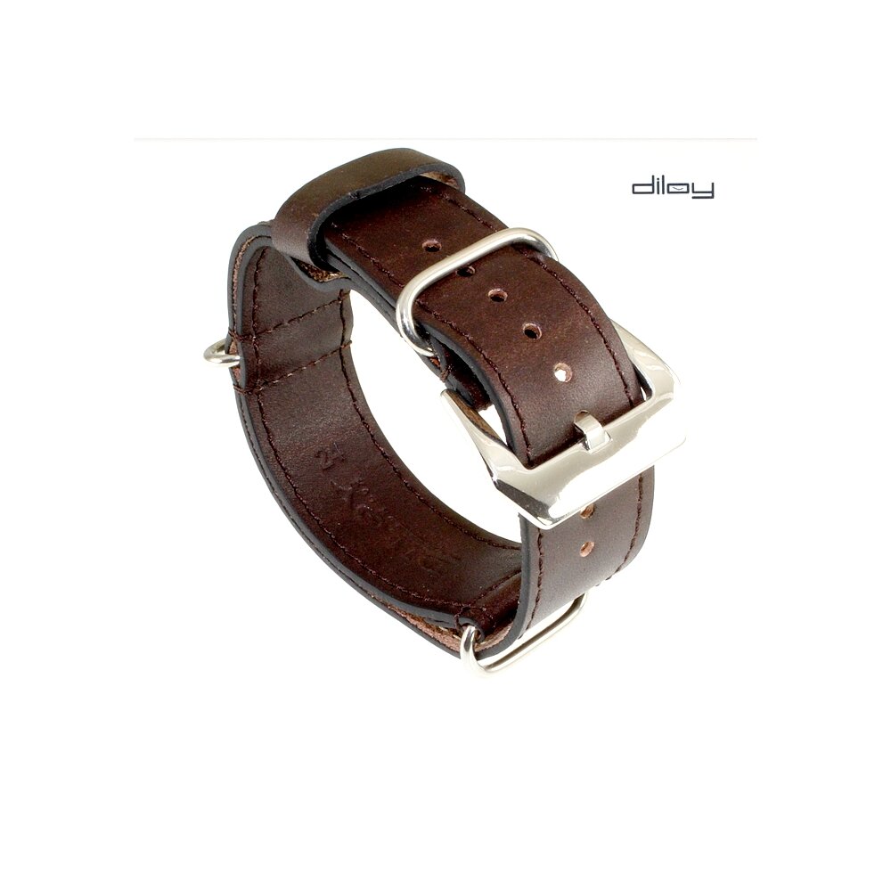 Diloy Nato-Vintage Uhrenarmband Leder-Durchzugsband mocca 22 mm Nato
