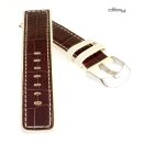 Diloy Alligator Design-Uhrenarmband Genf mocca-creme 18 mm, doppellagig genäht