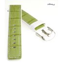 Diloy Alligator Design-Uhrenarmband Genf grün-weiß 18 mm, doppellagig genäht