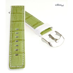 Diloy Alligator Design-Uhrenarmband Genf grün-weiß 20 mm, doppellagig genäht