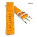 Diloy Alligator Design-Uhrenarmband Genf orange-creme 20 mm, doppellagig genäht