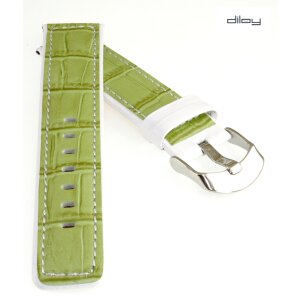 Diloy Alligator Design-Uhrenarmband Genf grün-weiß 22 mm, doppellagig genäht