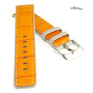 Diloy Alligator Design-Uhrenarmband Genf orange-creme 22 mm, doppellagig genäht