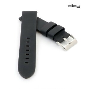 Diloy Vintage-Rindleder Uhrenarmband Modell Madrid schwarz 22 mm ohne Naht