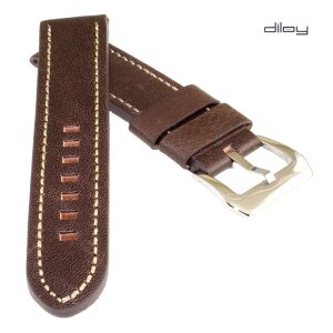 Diloy Rindleder Uhrenarmband Modell Barcelona-WN mocca 24 mm Handarbeit