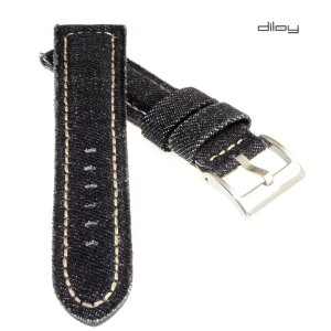 Diloy Jeans Uhrenarmband Modell Jeans-Chrono schwarz 20 mm, stark gepolstert