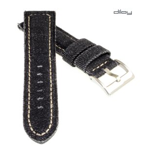 Diloy Jeans Uhrenarmband Modell Jeans-Chrono schwarz 24 mm, stark gepolstert