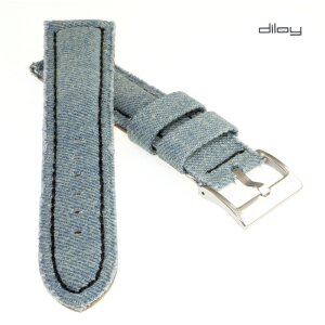 Diloy Jeans Uhrenarmband Modell Jeans-Chrono mittelblau-SN 18 mm, stark gepolstert