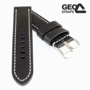 GEO-Straps Vollrindleder Uhrenarmband Modell Junkers-Pro schwarz 24 mm