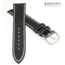 RIOS1931 Uhrenarmband Shell Cordovan Leder schwarz WN 20 mm Handarbeit