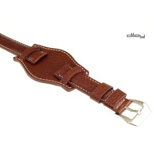 Diloy Büffelleder Uhrenarmband mit Unterlage Modell Mosquito cacao 18 mm