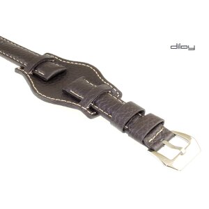 Diloy Büffelleder Uhrenarmband mit Unterlage Modell Mosquito mocca 20 mm