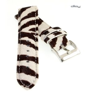 Diloy Echtfell Uhrenarmband Modell Design-Tiger weiß 22 mm