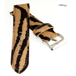 Diloy Echtfell Uhrenarmband Modell Design-Tiger braun 22 mm