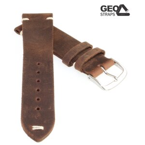 GEO-Straps Zebu-Rindleder Uhrenarmband Modell Platinium mocca 18 mm, Handarbeit