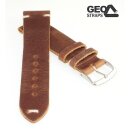 GEO-Straps Zebu-Rindleder Uhrenarmband Modell Platinium mahagoni 18 mm, Handarbeit