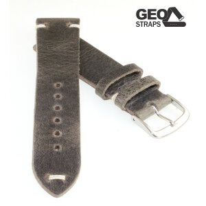 GEO-Straps Zebu-Rindleder Uhrenarmband Modell Platinium grau 18 mm, Handarbeit