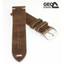 GEO-Straps Zebu-Rindleder Uhrenarmband Modell Platinium havanna 20/16 mm, Handarbeit