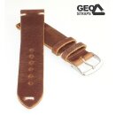GEO-Straps Zebu-Rindleder Uhrenarmband Modell Platinium mahagoni 20/16 mm, Handarbeit