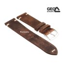 GEO-Straps Zebu-Rindleder Uhrenarmband Modell Platinium mocca 22 mm, Handarbeit
