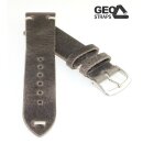 GEO-Straps Zebu-Rindleder Uhrenarmband Modell Platinium grau 22 mm, Handarbeit