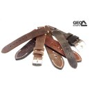 GEO-Straps Zebu-Rindleder Uhrenarmband Modell Platinium mocca 24 mm, Handarbeit
