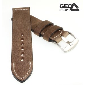 GEO-Straps Zebu-Rindleder Uhrenarmband Modell Platinium Pro havanna 22/22 mm
