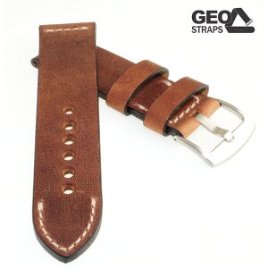GEO-Straps Zebu-Rindleder Uhrenarmband Modell Platinium Pro mahagoni 24/24 mm