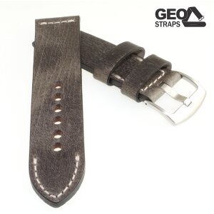 GEO-Straps Zebu-Rindleder Uhrenarmband Modell Platinium Pro grau 24/22 mm