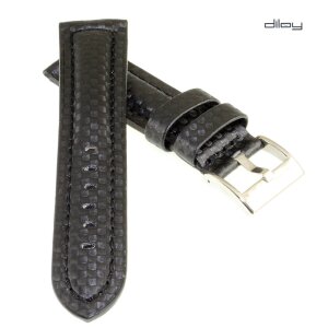 Diloy Carbon Uhrenband Modell Carbon-Chrono schwarz 18 mm