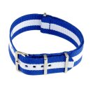 Nato-Nylon Durchzugs-Uhrenarmband hellblau-weiß Modell NN-88 20 mm Nato Strap