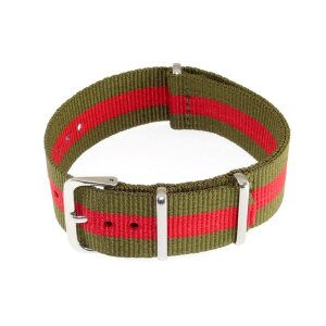Nato-Nylon Durchzugs-Uhrenarmband grün-rot Modell NN-GU 20 mm Nato Strap