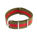 Nato-Nylon Durchzugs-Uhrenarmband grün-rot Modell NN-GU 20 mm Nato Strap