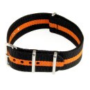 Nato-Nylon Durchzugs-Uhrenarmband schwarz-orange Modell NN-56 20 mm Nato Strap