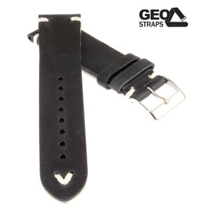 GEO-Straps Uhrenarmband Horween Rindleder Modell Beluga schwarz 18 mm Handarbeit