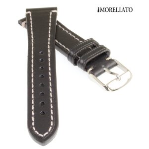 Morellato Sattelleder Uhrenarmband Manufatti Raffaello schwarz 24 mm Handarbeit