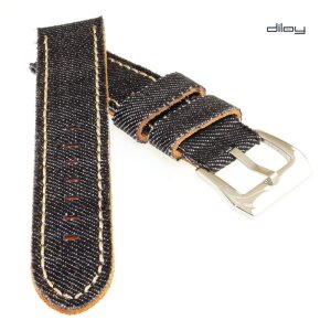 Diloy Jeans Uhrenarmband Modell Richmond schwarz 24 mm Fashion-Strap