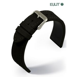 Eulit Canvas Textil Uhrenarmband Modell Canvas schwarz 20 mm