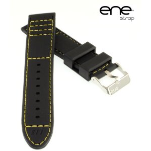 Premium ene strap Silikon Uhrenarmband Modell 113 schwarz-gelb 20 mm