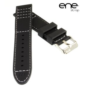 Premium ene strap Silikon Uhrenarmband Modell 113 schwarz-grau 24 mm