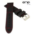 Premium ene strap Silikon Uhrenarmband Modell 113 schwarz-rot 24 mm