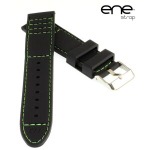 Premium ene strap Silikon Uhrenarmband Modell 113 schwarz-grün 24 mm