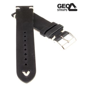 GEO-Straps Uhrenarmband Horween Rindleder Modell Beluga schwarz 24 mm Handarbeit
