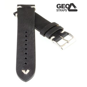 GEO-Straps Uhrenarmband Horween Rindleder Modell Beluga Pro schwarz 24 mm Handarbeit